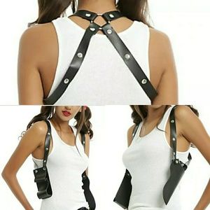 Cosplay Costume Faux Leather Studded Gun Holster